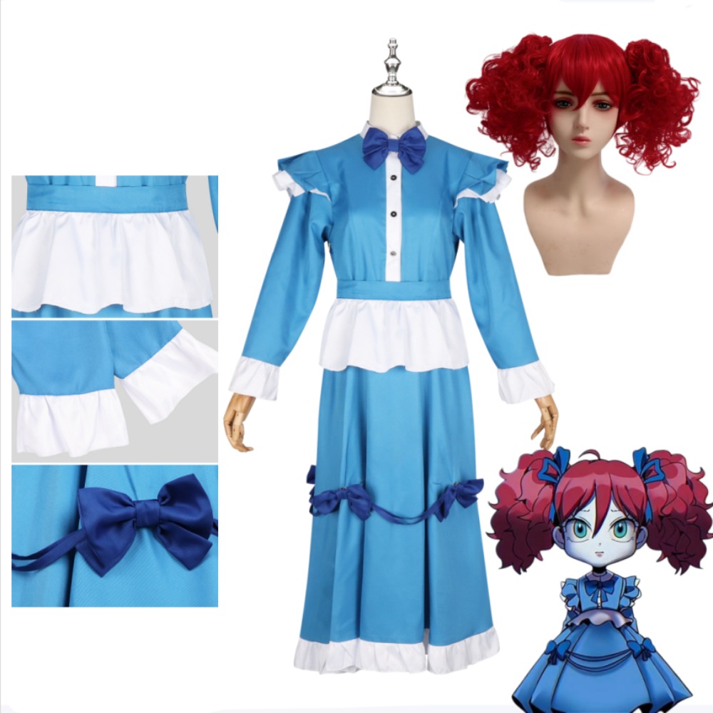 Anime Cosplay Blue Hair - Kostum Cosplay Rambut Merah Poppy Set
