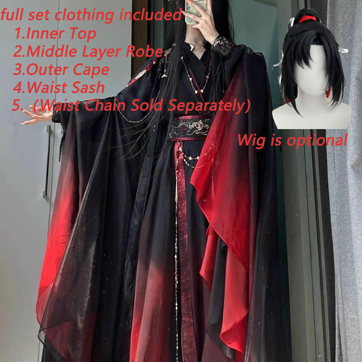 Cosplay Anime Black - Setelan Jubah Xianxia Cina Kuno Unisex