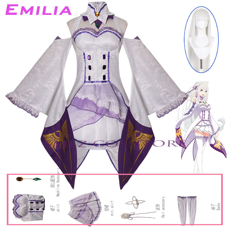 Anime Cosplay Outfit - Kostum Cosplay Emilia Anime Re Zero