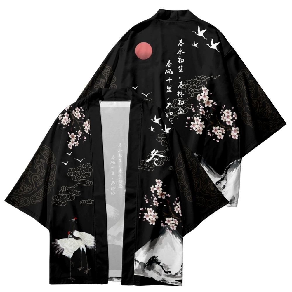 Asian Cosplay Anime - Kemeja Anime Samurai Crane Pakaian Tradisional