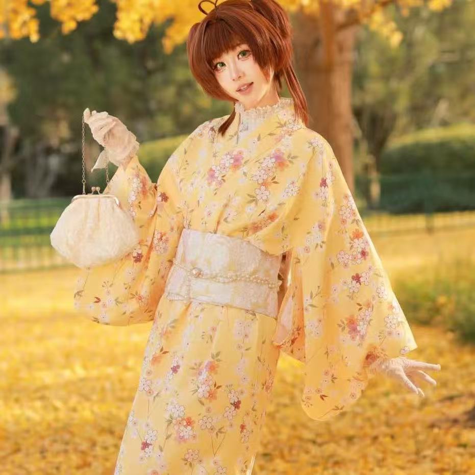 Asian Cosplay Anime - Kimono Kuning Lucu untuk Anak Perempuan