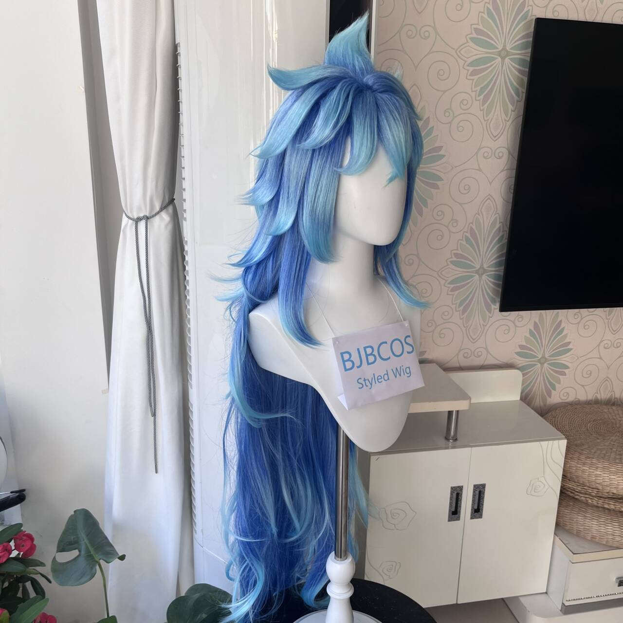 [Wig Bergaya] Wig Cosplay Idia - Anime Cosplay Blue Hair ulasan dan harga