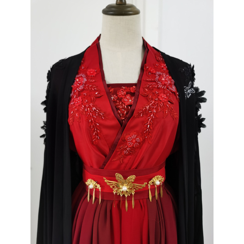 Kostum Hanfu Hitam Dan Merah J - Cosplay Anime Black ulasan dan harga