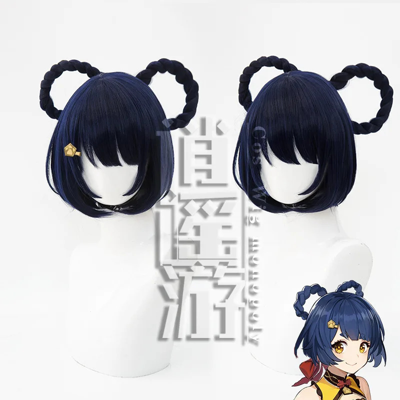 Qq34Xiangling Cos 30CM Rambut  - Anime Cosplay Blue Hair ulasan dan harga
