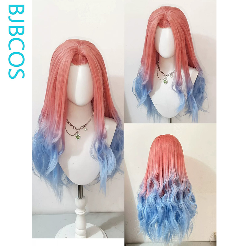 Wig yang ditata ‌ Wig Cosplay  - Anime Cosplay Blue Hair ulasan dan harga